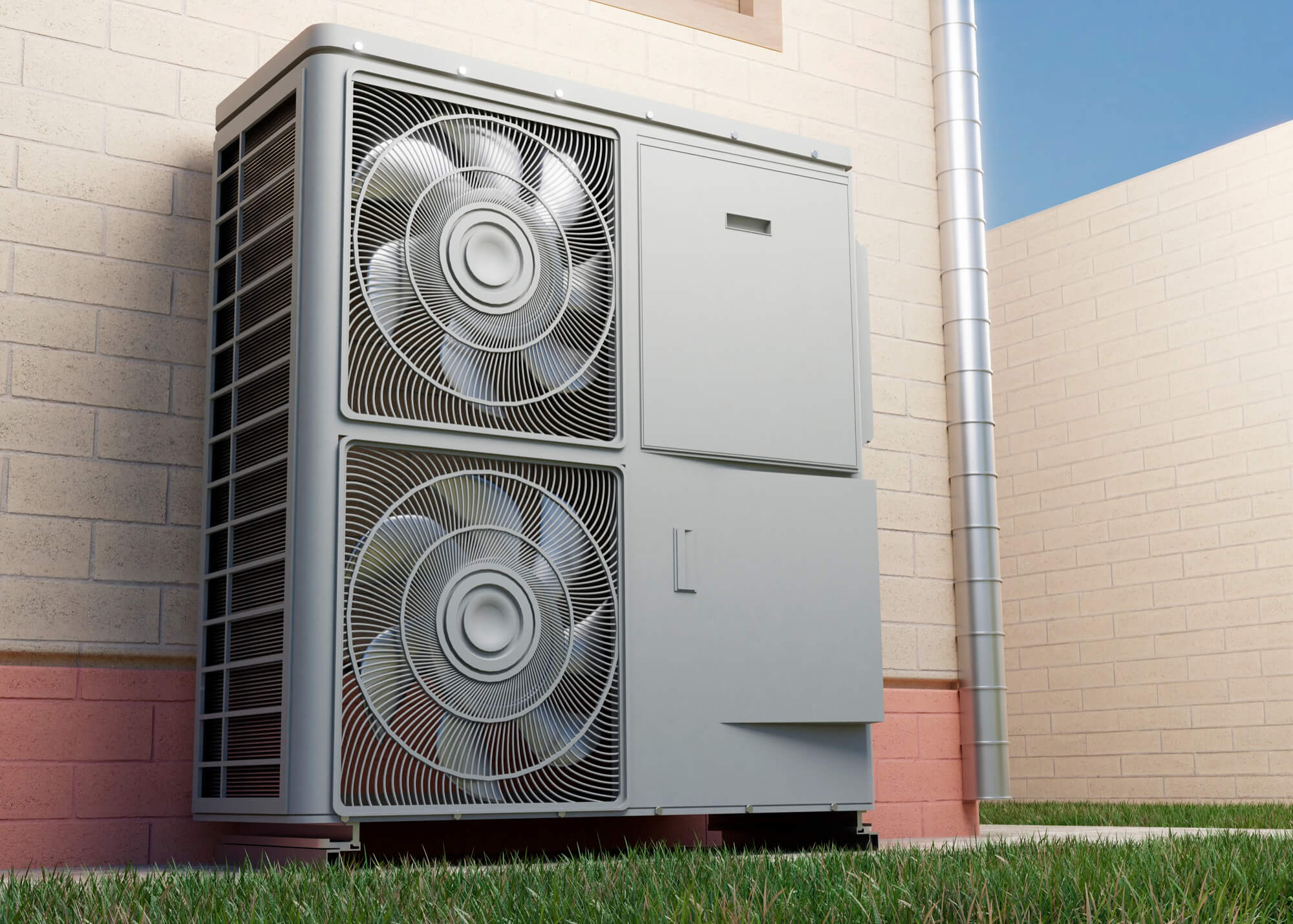 Pompa di calore situata all'esterno di un'abitazione